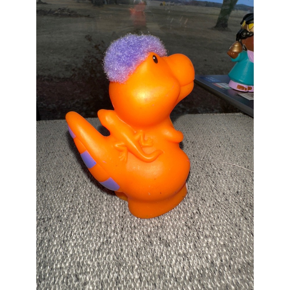 Fisher-Price Little People Orange Dinosaur Purple Fuzzy Hair Figure 2006 Mattel - Picture 2 of 4
